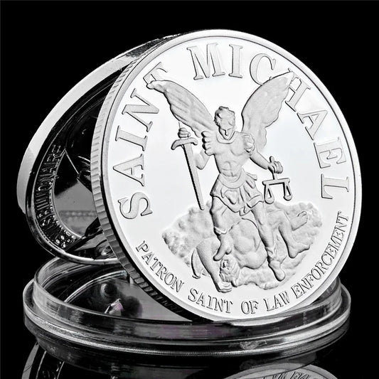The Archangel with Prayer Challenge Coin