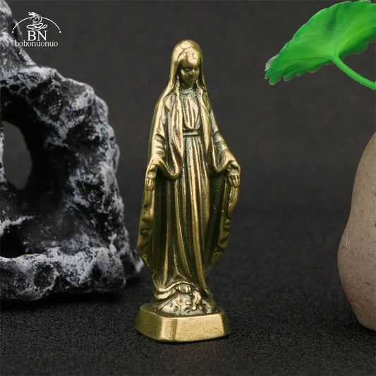 Vintage Brass Virgin Mary Figurine