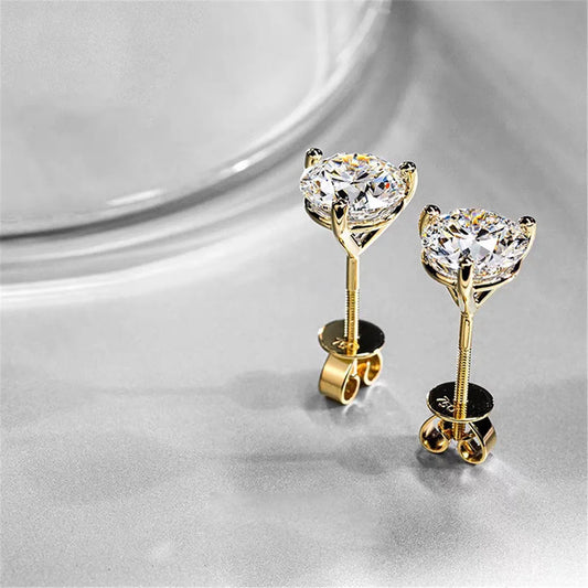 14K Solid Gold Lab-Grown Diamond Earrings